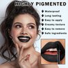 UAOE Black Matte Lipstick Lip Liner Set Liquid Lipstick High Pigmented Long Lasting Waterproof Goth Makeup Halloween Lip Gloss Lip Stain for Cosplay Gothic Rock Style