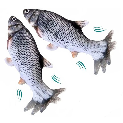 XZKING Electric Floppy Fish Cat Toy, Cat Kicker Wiggle Fish Catnip Kitten Toys Plush Interactive Cat Toy for Indoor Cats(2 pcs)