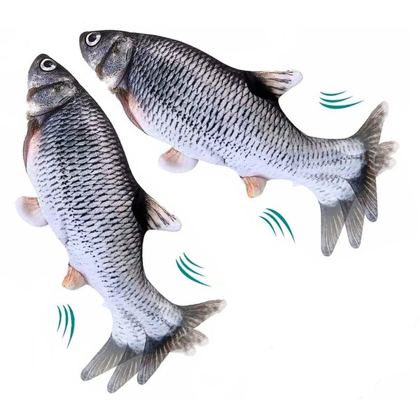 XZKING Electric Floppy Fish Cat Toy, Cat Kicker Wiggle Fish Catnip Kitten Toys Plush Interactive Cat Toy for Indoor Cats(2 pcs)