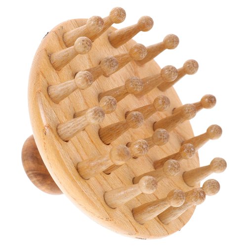 GLEAVI Wooden Massage Comb for Dandruff Removal, Wide Tooth Hair Brush Shampoo and Dry Hair Scalp Care, Round Tip Scalp Massager Comb Guasha Tool, Light Yellow, Unisex