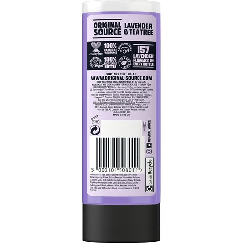 ORIGINAL SOURCE Lavender Shower Gel, 2 x 250 ml