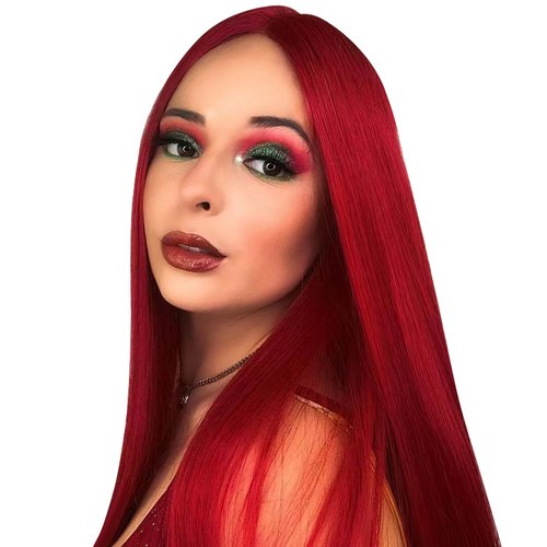SSSNIVIA High end synthetic wigs Long Straight Red Color Synthetic Lace Front Wigs Free Part Natural Hairline Heat Resistant Wig 22 inch