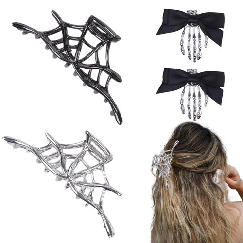 Goth Accessories Halloween Claw Clips Fun Claw Clips Punk Goth Gifts Bone Hair Clips Spider Punk Cool Hair Clips Emo Accessories C