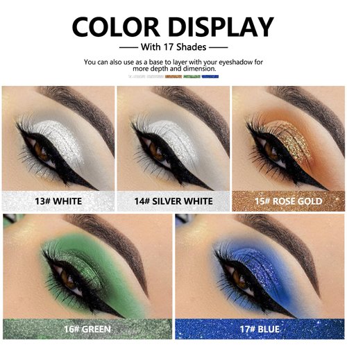 Anglicolor Diamond Glitter Liquid Eyeshadow, Glitter Eyeshadow, Lightweight Smooth, Shimmer Eyeshadow, Metals Gloss Sparkling Eyeliner Pen, Cosmetics Gift for Girls and Women (White #13)