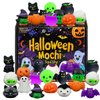 24 Pcs Halloween Mochi Squishy Toys with Gift Box Mini Kawaii Mochi Squeeze Toy Stress Reliever Anxiety Packs for Kids Party Favors Halloween Miniatures Halloween Treat Bags Gifts