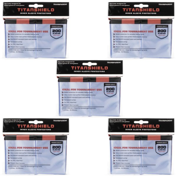 TitanShield 1000 Premium 60-Microns Ultra Clear Standard Size Perfect Exact Fit Inner Card Sleeves. Perfect for Double-sleeving and Compatible with Pokemon Cards MTG Magic The Gathering Lorcana