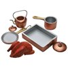 THE QUEEN'S TREASURES 18 Inch Doll Baking Accessories, 7 Piece 18 Copper Look Kitchen Pots, Pans, Tea Kettle, Plus Roast Chicken, Compatible with American Girl Dolls Kitchens & Furniture