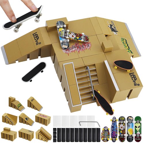 TSDRBWO Finger Skateboards, Mini Fingerboard DIY set, Finger Toys Set, Fingerboard Ramp Set, Fingerboard Skate Set, Finger Skateboard Ramp Set, Finger Skatepark Kit, Kids’ Toy for Boys and Girls