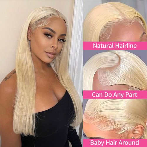 Ijowa 613 lace front wig human hair 13x4 HD transparent straight blonde lace front wig human hair 180% density 613 Color Straight Wigs pre plucked with baby hair 26 inch