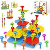 Peg Board Toy set 65Pcs DIY Building Stacking Toys for Kids 3-6 Years Old,STEM Educational Kids Toys for Brain Development,Montessori Sensory Toys,Upgrade Various Foam Board Plastic Lacing String Game