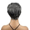 Wiginway Short Straight Wigs 6 inches Pixie Cut with Bangs Layered Synthetic Wigs for Women (Black Mixed Gray)