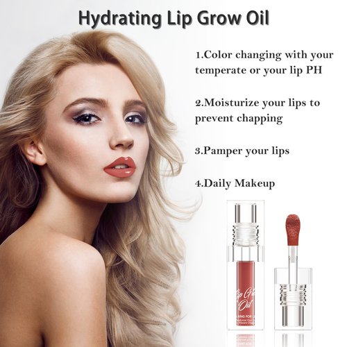 Hydrating Lip Glow Oil for Women,Transparent Clear Lip Gloss for Girls Color changing Plumping Lip Oil Moisturizing Tinted Lip Balm for Lip Care (Crystal, 1 pcs)