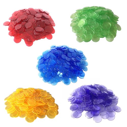 YH Poker 1000 Bingo Chips Markers Tokens - Plastic Discs Chip Counters for Bingo Game Set, Great for Parties Classroom Game Night Bingo Hall-Mixed Color