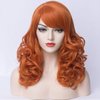 PATTNIUM Orange Wig Shoulder Length Curly Wig Orange Wig With Bangs Ginger Wig for Women and Girls Heat Resistant Synthetic Cosplay Costume Wig (Orange)