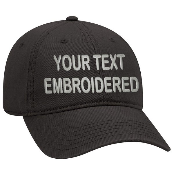Custom Text Embroidered Dad Hat Unstructured Adjustable Metal Buckle (Black Dad Hat)