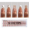 BTArtbox XCOATTIPS French Tip Nails - 5 Styles Long Square Press on Nails, Pre-Designed Swirl Nail Tips, Ultra Fit Soft Gel Nails False Nails, Soak Off Acrylic Fake Nails Extensions for Nail Art DIY