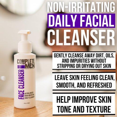 COMPLETE FOR MEN - Face Cleanser, pH Balanced Mens Face Wash for Dry Skin, Daily Facial Cleanser, Skin Care, Face Moisturizer, Hydrating Cleanser, Non Drying & Non Irritating, Refreshing Everyday Use