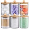 6-Pack Bamboo Qtip Holders - Bathroom Storage for Cotton Balls, Swabs, Pads, Floss