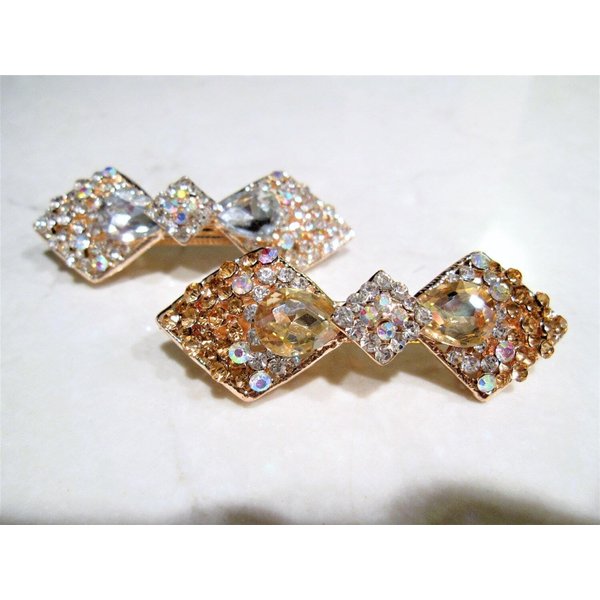 Gold or clear bow shaped crystal hair barrette clip bridal clip bridal barrette (Primary color: Clear)