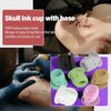 OZER Tattoo Ink Cups with Stable Base and 200pcs Tattoo Ink Cup Skull Disposable Silicone Tattoo Pigment Cup Cyan