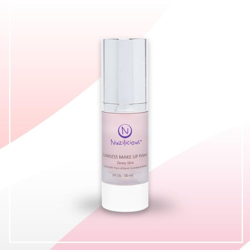 Nuzilicious Professional Grade Glass Glow Makeup Primer – Achieve Flawless, Dewy Skin with Luxurious Plant Oil Blend, Ceramide & Seaweed Extracts, Vegan & Cruelty-Free, 1 oz