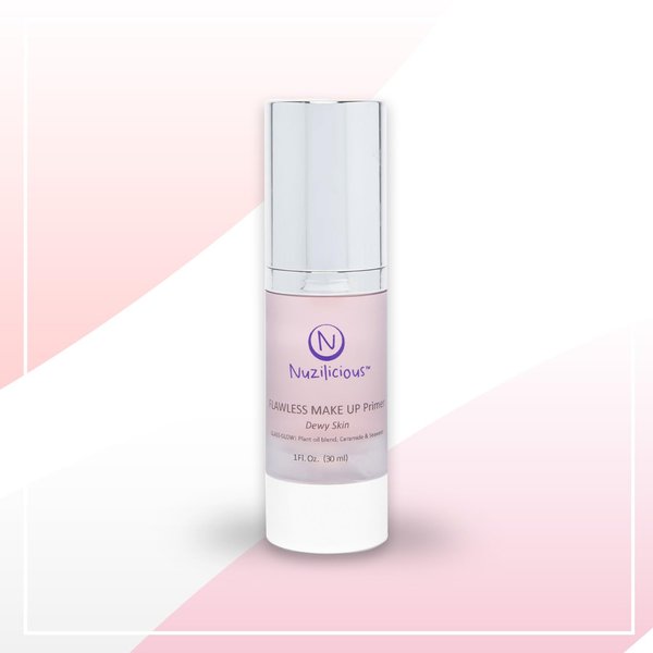 Nuzilicious Professional Grade Glass Glow Makeup Primer – Achieve Flawless, Dewy Skin with Luxurious Plant Oil Blend, Ceramide & Seaweed Extracts, Vegan & Cruelty-Free, 1 oz