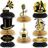 Weekgrat 8 Pcs Jumbo Roaring 1920's Party Decorations Honeycomb Centerpiece Black and Gold Birthday Music Party Table for 1920s Birthday Speakeasy Retro Flapper Wedding Party Supplies