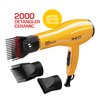 RED by KISS 2000 Ceramic Hair Dryer, Professional Salon Blow Dryer 3 Attachments Included, 2 Detangler Piks, 1 Air Concentrator (Yellow)