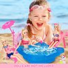 BETTINA Pool Playset - Glam Pool with Slide, Doll Pool Accessories Includes Beach Chair, Beach Umbrella, Dog, Swimming Pool Set for 12 Inch Dolls, Bath Toys for Dolls