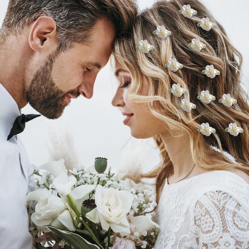 Generic 30 PCS Small White Flower Hair Clips Cute Floral Small Hair Pins Decorative Sweet Hair Barrettes for Women Girl Wedding Bridal Hair Accessories Daily Use Mini Hair Pins