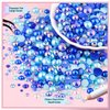 80g Flatback Pearls and Rhinestones for Crafting, Dark Blue Mixed Size 3-10mm Resin Rhinestones and Half Pearls for Bedazzling, Nail Art and Decoration with Tweezer and Pickup Pencil