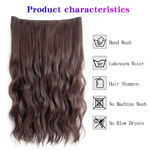 ASKUANG Halo Hair Extensions for Women Wavy Curly Hair Extensions Invisible Wire Adjustable Size Removable Secure Clip in Extensions (Dark Brown)