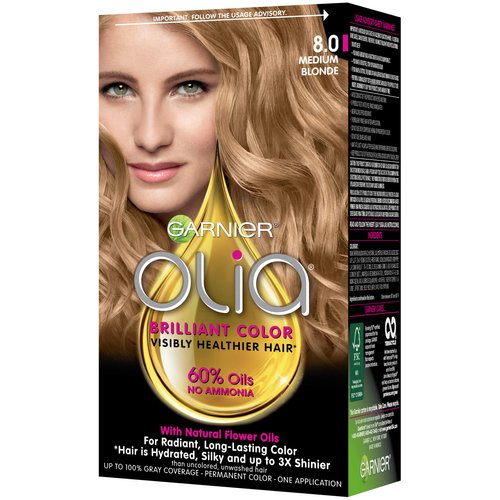 Garnier Olia Ammonia Free Hair Color [8.0] Medium Blonde 1 Each (Pack of 3)