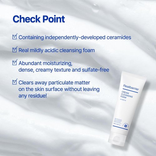 Real Barrier Cream Cleansing Foam(box), Gentle Sulfate-Free Amino Acid Moisturizing Face Cleansing Foam, Skin Barrier Protection Wash with Ceramide, 4.05 Fl. Oz., 120ml