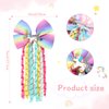 NCMAMA 4PCS Unicorn Hair Bows for Girls Curly Grosgrain Ribbon Hair Bows Clips Girls Hair Accessories for Toddlers Infant Kids Children （Style-A）