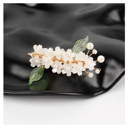 White Flower Hair Barrettes for Women Small Decorative Hair Clips with an Appearance of Blooming ...