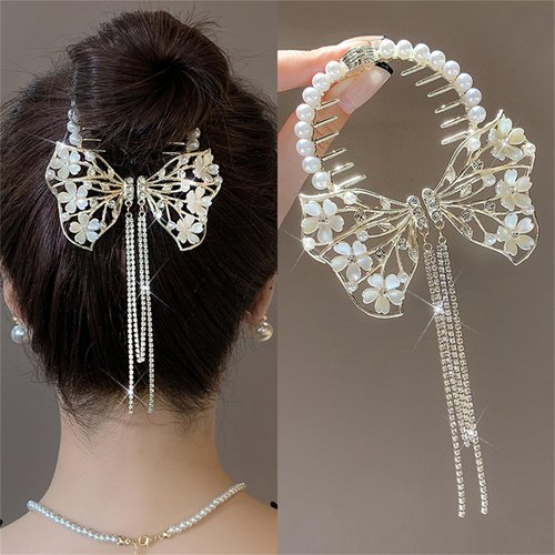 Flower Ponytail Hair Claws Clip Pearl Hairpins Hair Barrette Hair Accessories for Women Girls #2