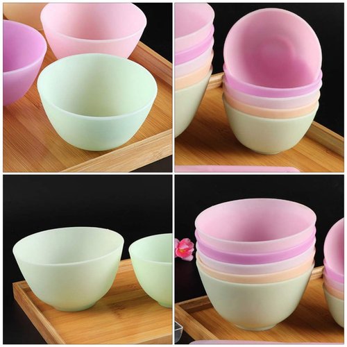 Healifty 3Pcs Diy Face Mixing Bowl Facial Mud Bowl Silicone Facemask Bowl Cosmetic Beauty Tool for Home Salon Spa Face Skin Applicator Bowl (Green)