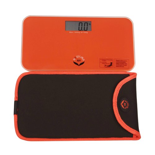 NewlineNY Red-Orange Mini Bathroom Scale + Travel Slip Case SBB0720M-NYRO + NY-MSS101-BRO