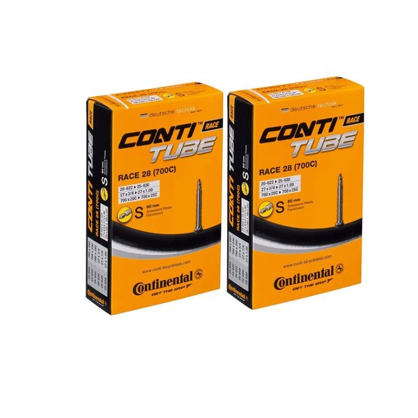 Continental 42MM OR 60MM Presta Valve Bicycle Tube Pack of 2 (2 Pack 60MM, 700 x 18-25)