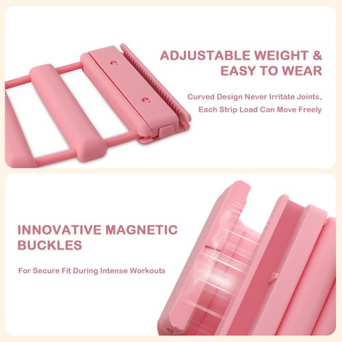 Mowdug Pilates Wrist Ankle Weights for Women, Adjustable Magnetic Buckle Silicone Weighted Bracelet Wearable Arm & Leg Weights Set for Home Gym, Walking, Yoga, Swimming, Cardio Set of 2 (1Lb Each)