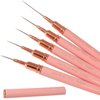 Keepzi Professional Detail Nail Art Paint Liner Brush Set, 5Pcs Small Polish Design Tech Nail Tip Fine Line Striping Brushes, 25/15/11/9/7Mm Skinny Long Bristle Nails Drawing Pincel Para Uñas, Pink