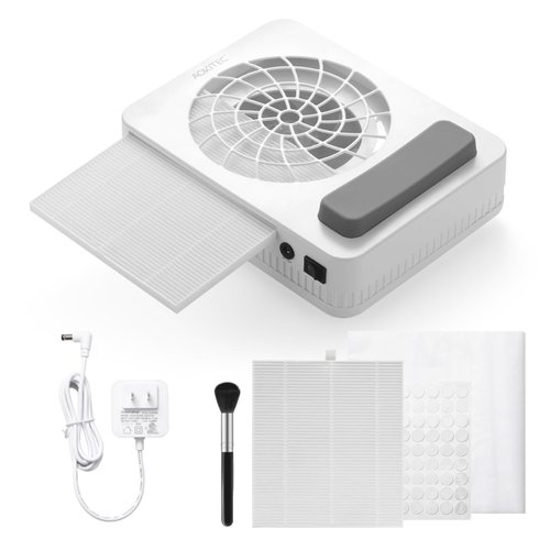 Aokitec Nail Dust Collector with Reusable Filters, Powerful Nail Vacuum Fan with Disposable Filter Cotton Dual-use Electric Dust Collection Machine for Acrylic Builder Gel, Nails Salon, Easter Gifts