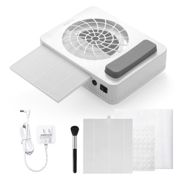 Aokitec Nail Dust Collector with Reusable Filters, Powerful Nail Vacuum Fan with Disposable Filter Cotton Dual-use Electric Dust Collection Machine for Acrylic Builder Gel, Nails Salon, Easter Gifts