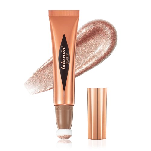 Liquid Highlighter Stick, Multi-Use Liquid Highlight Stick Makeup for Face Cheeks, Silky & Smooth Waterproof Matte Liquid Highlighter Stick with Cushion Applicator (#04 Highlight)