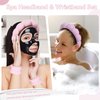 Cenbellr Spa Headband For Washing Face, Face Wash Headband And Wristband Set, Makeup Headbands For Women Washing Face, Terry Cloth Bubble Headband For Women Girl Mask Skincare (pink-purple)