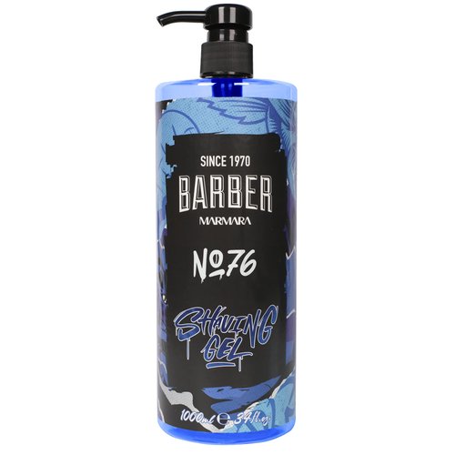 BARBER MARMARA Men's Shaving Gel No. 76 - Men's Shaving Gel Transparent 1000 ml - Shaving Gel Men - Precise Shaving of Beard Contours - Does Not Foam - Cools the Skin - with Pump Dispenser