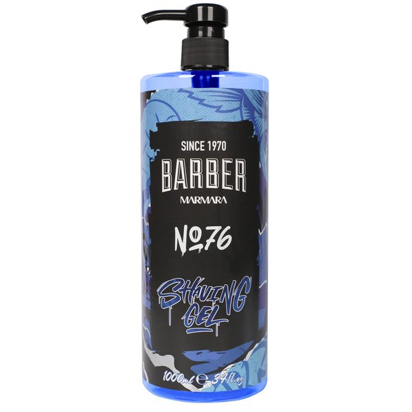 BARBER MARMARA Men's Shaving Gel No. 76 - Men's Shaving Gel Transparent 1000 ml - Shaving Gel Men - Precise Shaving of Beard Contours - Does Not Foam - Cools the Skin - with Pump Dispenser