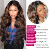 UNice Ombre Brown Highlight Body Wave Human Hair Weave 1 bundle 14 inch, Brazilian Remy Hair Dark Root Blonde Human Hair Weaves Extension Piano Color TFB30
