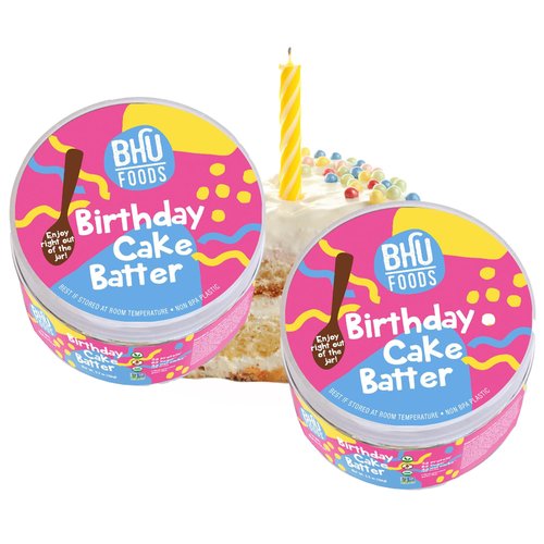 BHU FOODS Keto Protein Cookie Dough Snack Jar | Birthday Cake | Keto Snacks, Vegan, Gluten Free (Pack of 2)